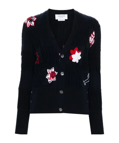 THOM BROWNE HECTOR FLORAL INTARSIA-KNIT CARDIGAN