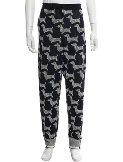 Pre-owned Thom Browne Hector Graphic Print Lounge Bottoms In Black