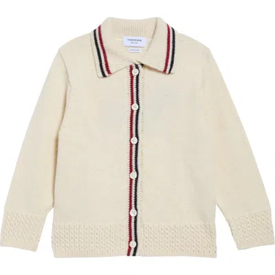 Thom Browne Hector Icon Intarsia Wool & Mohair Cardigan In White
