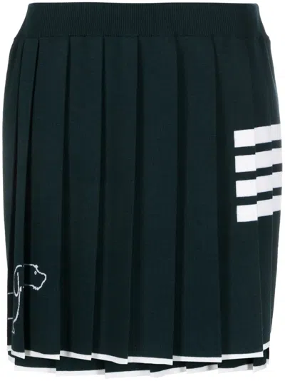Thom Browne Hector Icon Pleated Mini Skirt In Green
