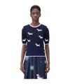 Thom Browne Hector Icon Pointelle-knit Top In Blue