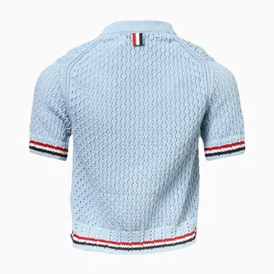 Thom Browne Hector Icon Pointelle Stitch Sweater In Blue