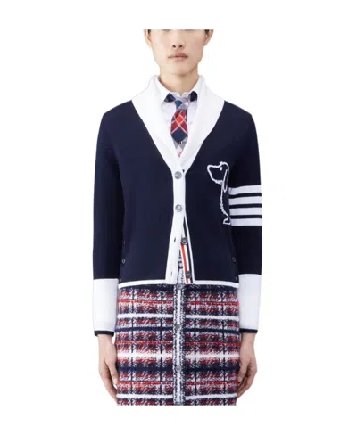 Thom Browne Hector Icon Shawl-collar Cardigan In Navy Blue