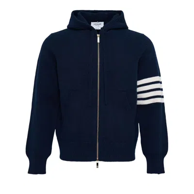 Pre-owned Thom Browne Hector Icon Wool Zip Up Hoodie 'navy' | Blue | Men's Size 4