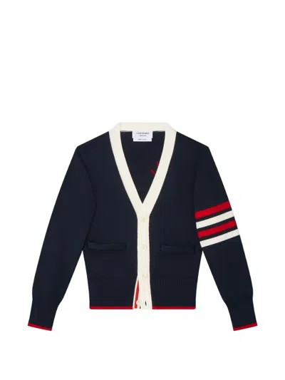 Thom Browne Hector Intarsia 4-bar Cardigan In Blue