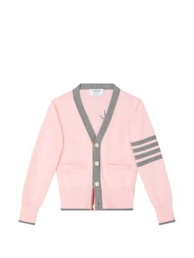 Thom Browne Hector Intarsia 4-bar Cardigan In Pink