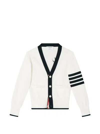 Thom Browne Hector Intarsia 4-bar Cardigan In White