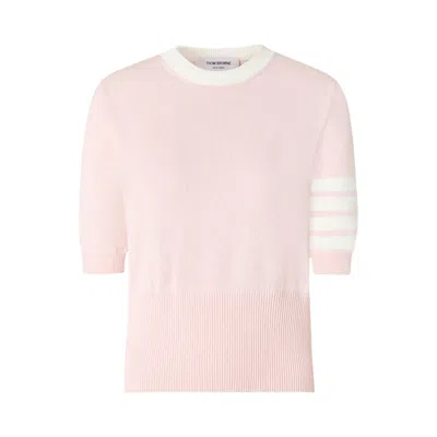 Pre-owned Thom Browne Hector Intarsia Classic Short-sleeve Tee 'light Pink' | Women's Size 40