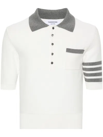Thom Browne Hector Intarsia-knit Polo Jumper In White