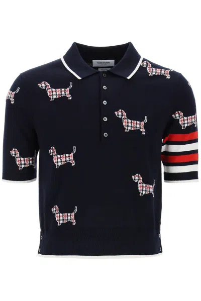 THOM BROWNE HECTOR INTARSIA-KNIT SHORT SLEEVED POLO TOP