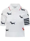 Thom Browne 'hector' Embroidered Polo Shirt In White
