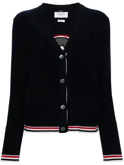 Thom Browne Hector-intarsia Virgin Wool Cardigan In Blue