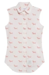 Thom Browne Hector Jacquard Sleeveless Round Collar Button-up Shirt In Red