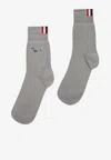 Thom Browne Jacquard Hector Dog Motif Mid-calf Socks In Gray