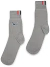 Thom Browne Jacquard Hector Dog Motif Mid-calf Socks In Grey