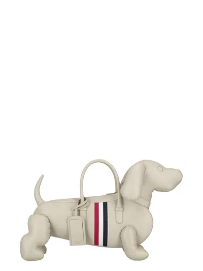 Thom Browne Hector Bag W/ Rwb Stripe In Pebble Grain Leather In Neutral