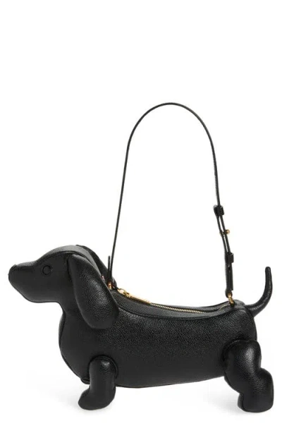 Thom Browne Hector Leather Baguette Shoulder Bag In Black