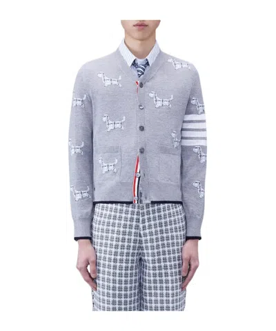 Thom Browne Hector-motif 4-bar Cardigan In Blue
