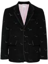 Thom Browne Hector-motif Corduroy Blazer In Black
