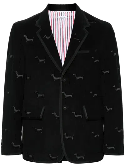 Thom Browne Hector-motif Corduroy Blazer In Black