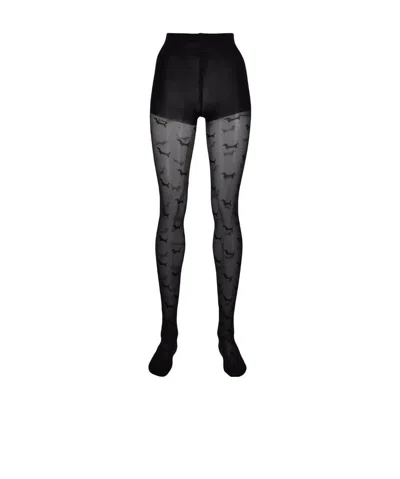 Thom Browne Hector-motif Tights In Black