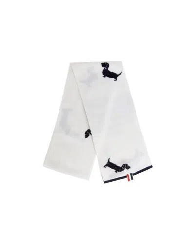 Thom Browne Hector Motif Wraparound Scarf In White