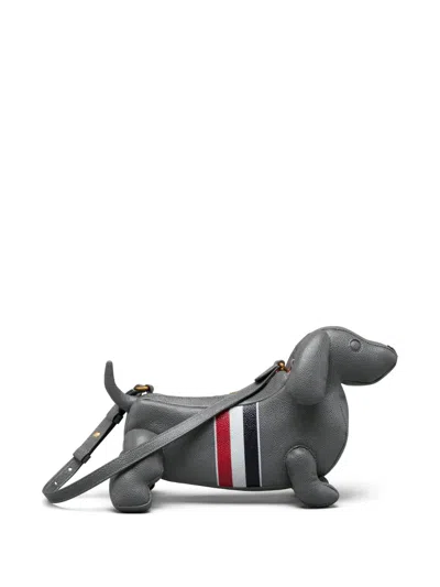 Thom Browne Hector Pebble Grain Cross Body Bag In Gray