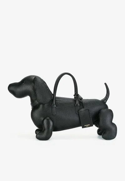 Thom Browne Hector Pebbled Leather Top Handle Bag In Black