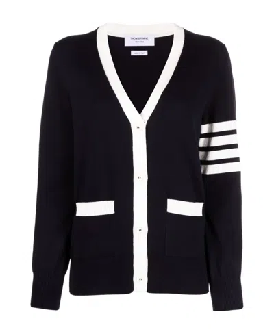 Thom Browne Hector Pointelle-intarsia Cardigan In Blue