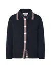 Thom Browne Collared Wool Blend Cardigan In Blue