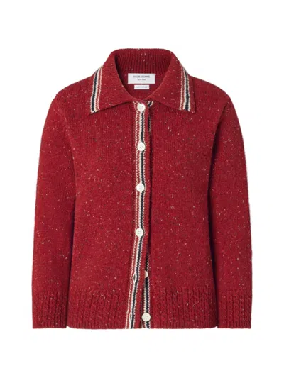 Thom Browne Hector Pointelle-knit Cardigan In Red
