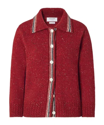 Thom Browne Hector Pointelle-knit Cardigan In Red