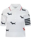 Thom Browne 'hector' Embroidered Polo Shirt In White