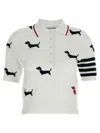 Thom Browne 'hector' Embroidered Polo Shirt In White