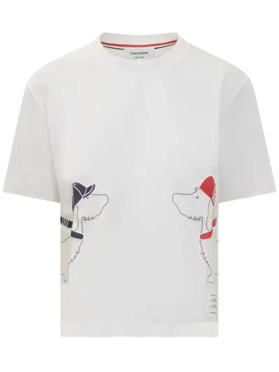 Thom Browne Cotton Crew Neck T-shirt With Graphic Print In White