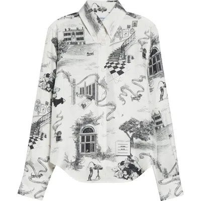 Thom Browne Hector Toile Silk Twill Button-down Shirt In Multi