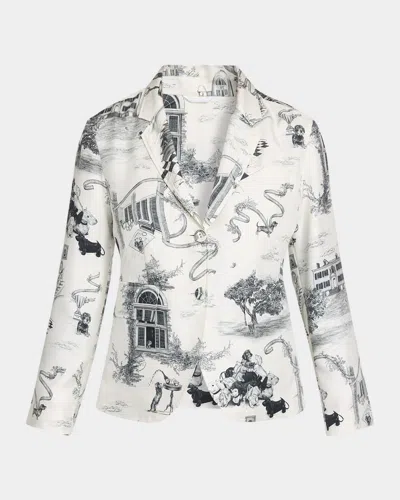 Thom Browne Hector Toile Unconstructed Silk Twill Fit 3 Sportcoat In White