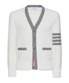 Thom Browne V-neck Cotton Cardigan In White