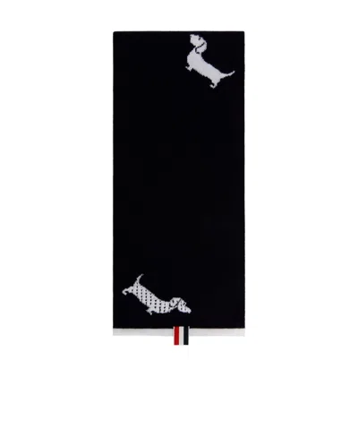 Thom Browne Hector Wool Scarf In Black