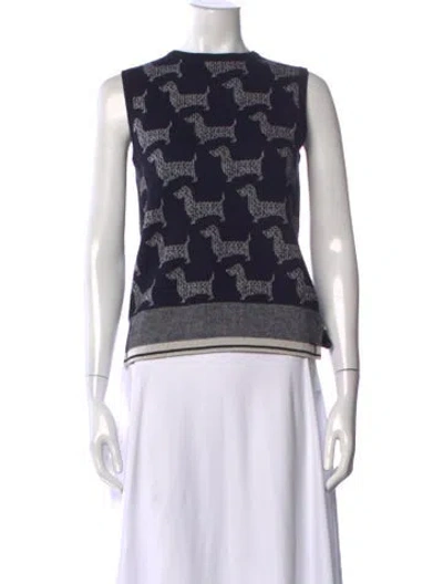 Pre-owned Thom Browne Hector Wool Top In Blue