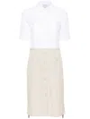 Thom Browne Colour-block Button-up Shirtdress In White
