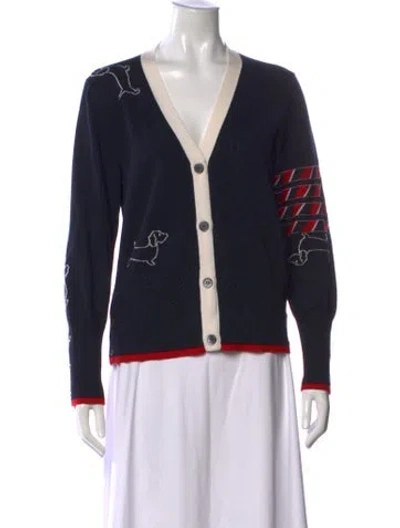 Pre-owned Thom Browne Henry 4-bar Wool Sweater In Blue
