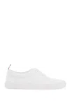 Thom Browne White Cotton Canvas Heritage Sneakers In White