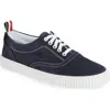 Thom Browne Navy Calf Suede Heritage Sneakers In Blue