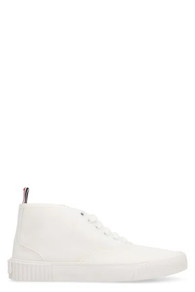 Thom Browne Heritage Trainer Vulcanized Mid-top Sneakers In White