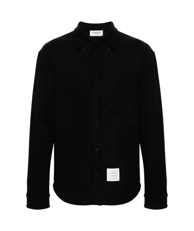 Thom Browne Herringbone Button-up Overshirt In Black