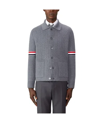 Thom Browne Herringbone-quited Work Jacket In Gray
