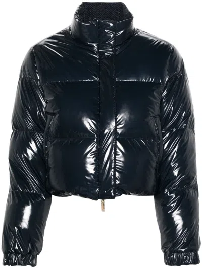 Thom Browne Herringbone Reversible Down Jacket In Blue