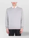 Thom Browne Herringbone Ribbed Crew Neck Sweater In Gray