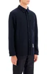 Thom Browne Herringbone Wool Blend Overshirt In Blue
